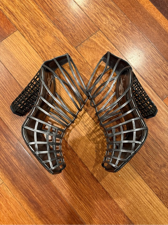 Yves Saint Laurent Shoes - Yves Saint Laurent Black Cage Block Heel Sandals